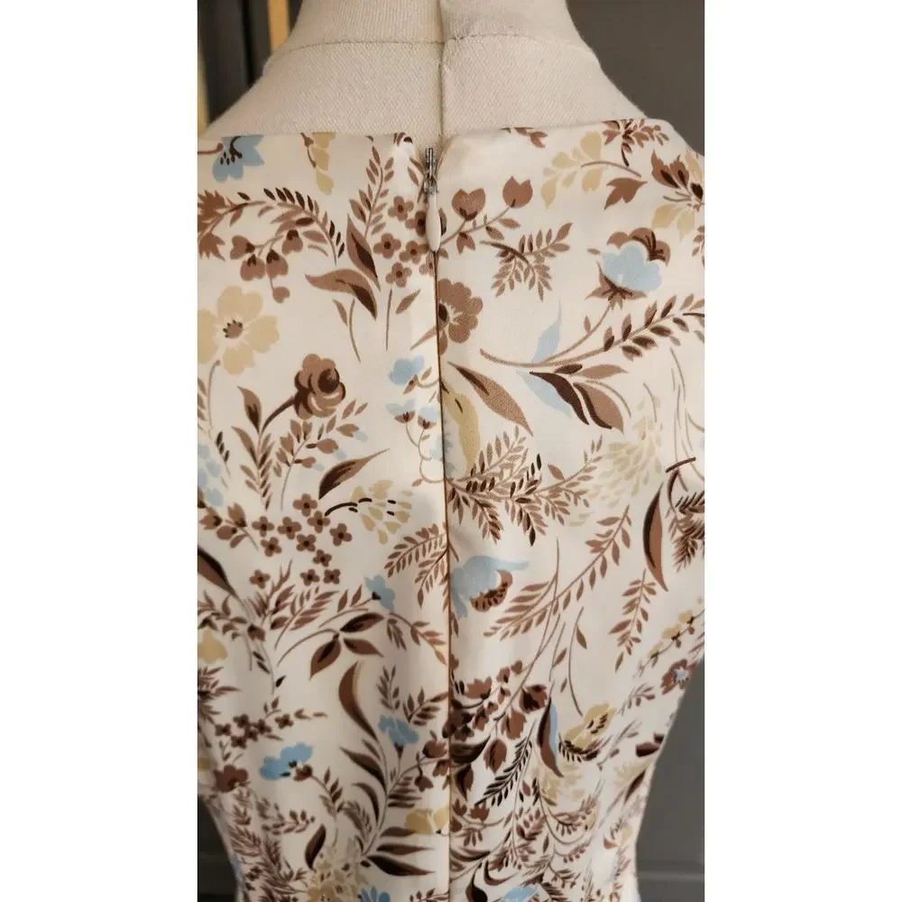Vtg 90s Esprit Blue/Brown Silky Floral Dress Sz 3/4 Whimsigoth Fairy Grunge Y2k